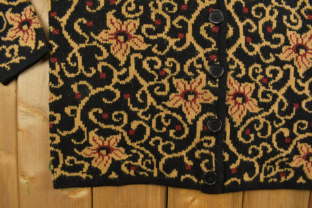 Vintage 1990s Classic Elements Floral Cardigan Sweater