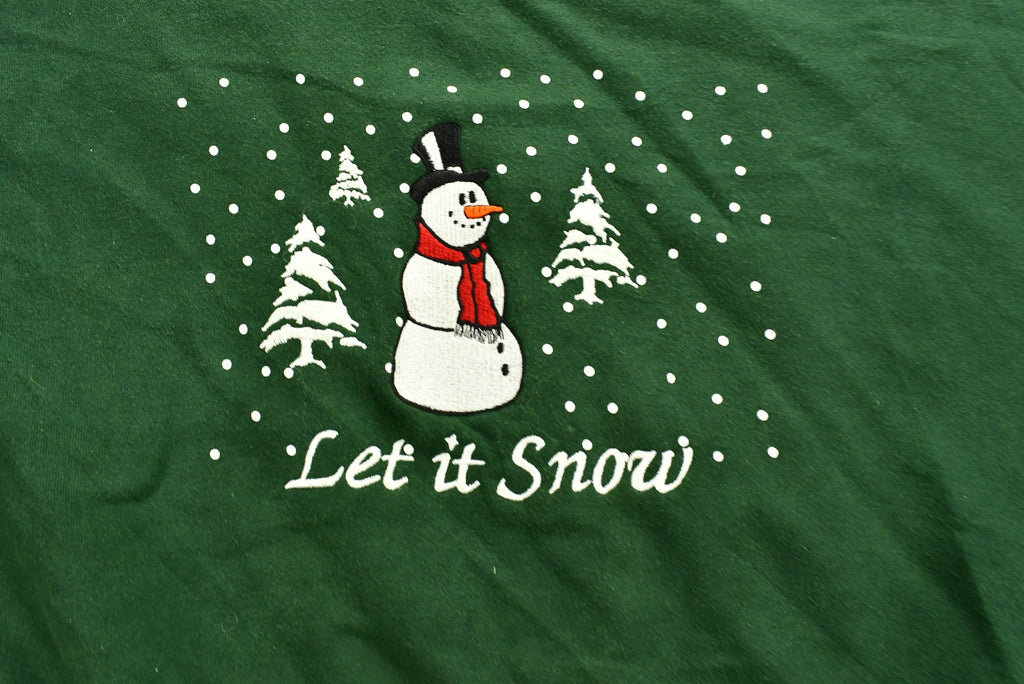 Vintage 1990's "Let It Snow" Snowman Embroidered Crewneck , 90s Holiday Crewneck , Made In USA , Winter Wear , Festive Graphic