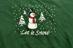 Vintage 1990's "Let It Snow" Snowman Embroidered Crewneck , 90s Holiday Crewneck , Made In USA , Winter Wear , Festive Graphic