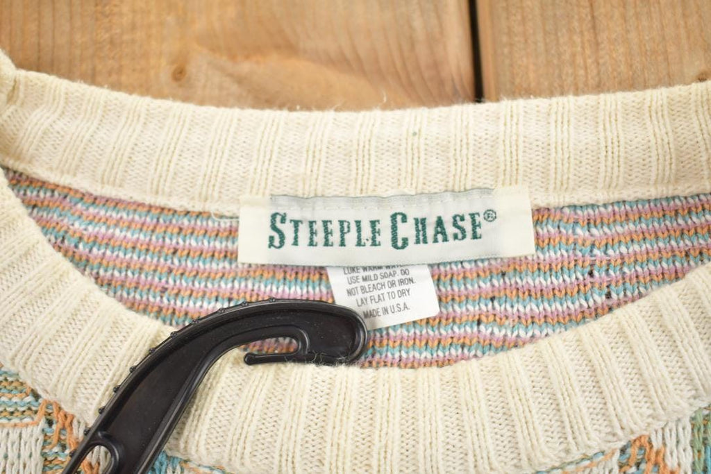 Vintage 1990s Steeple Chase Knitted Abstract Crewneck Sweater