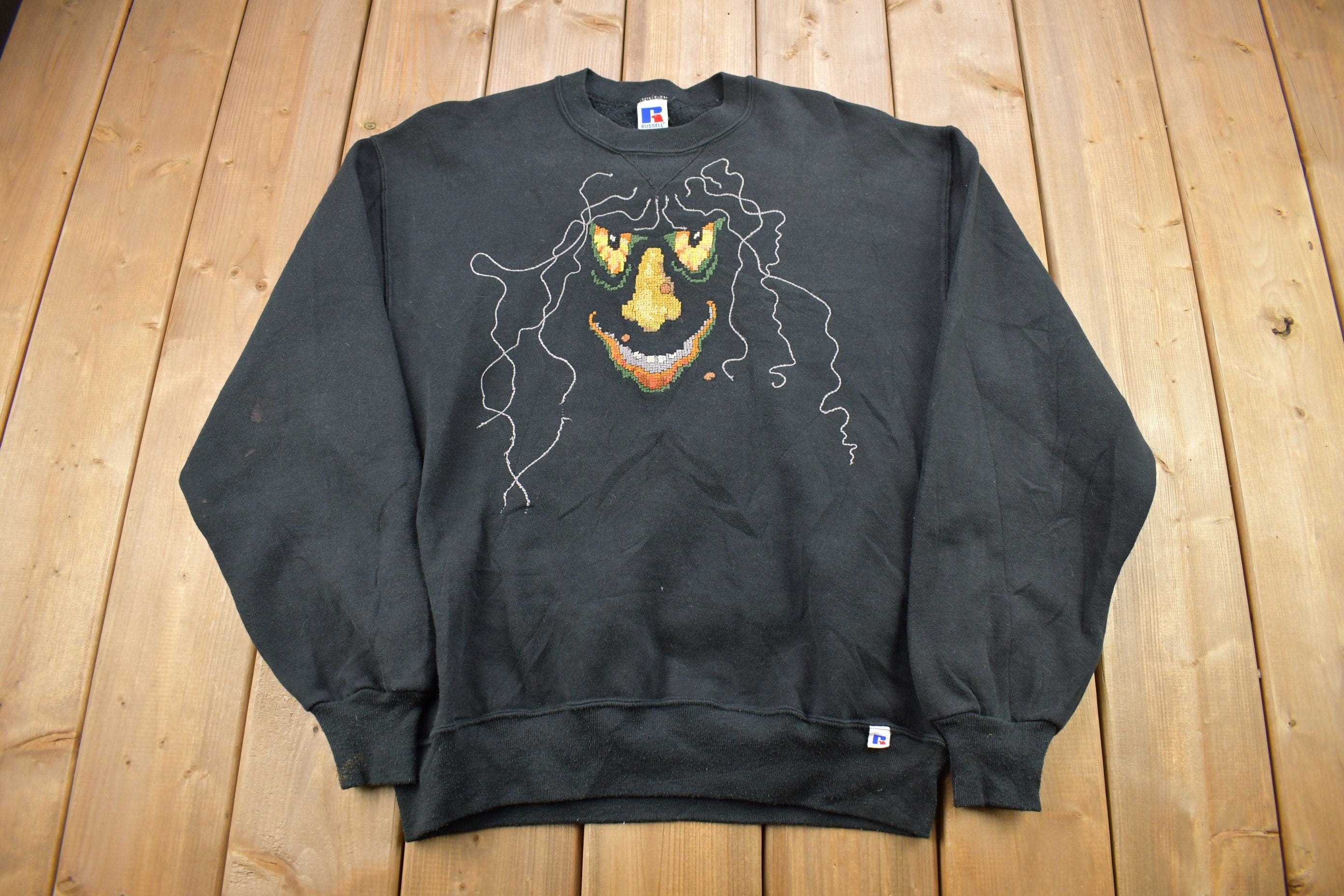 Vintage 1990s Halloween Spooky Theme Russell Athletics Crewneck Sweatshirt