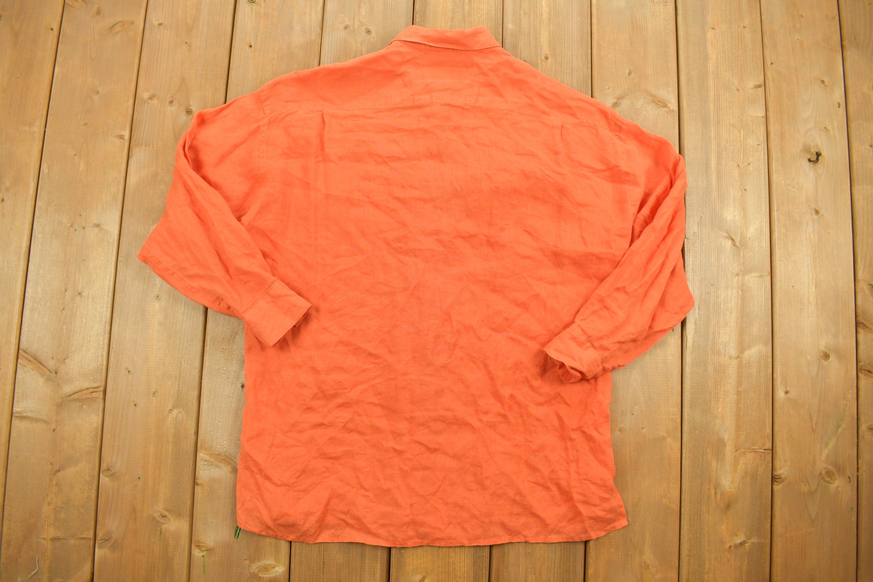 Vintage 1990s Blank Orange Button Up Shirt