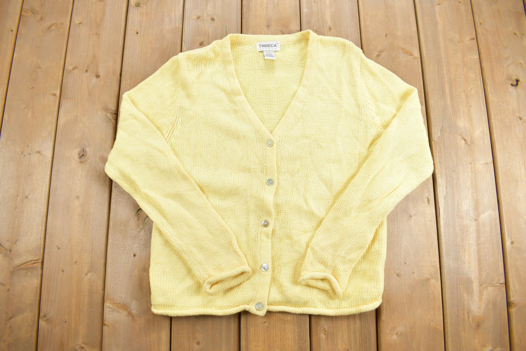 Vintage 1990s Tribeca Studio Knit Cardigan Sweater  Vintage Cardigan  Button Up  Blank Cardigan  Basics  Essentials