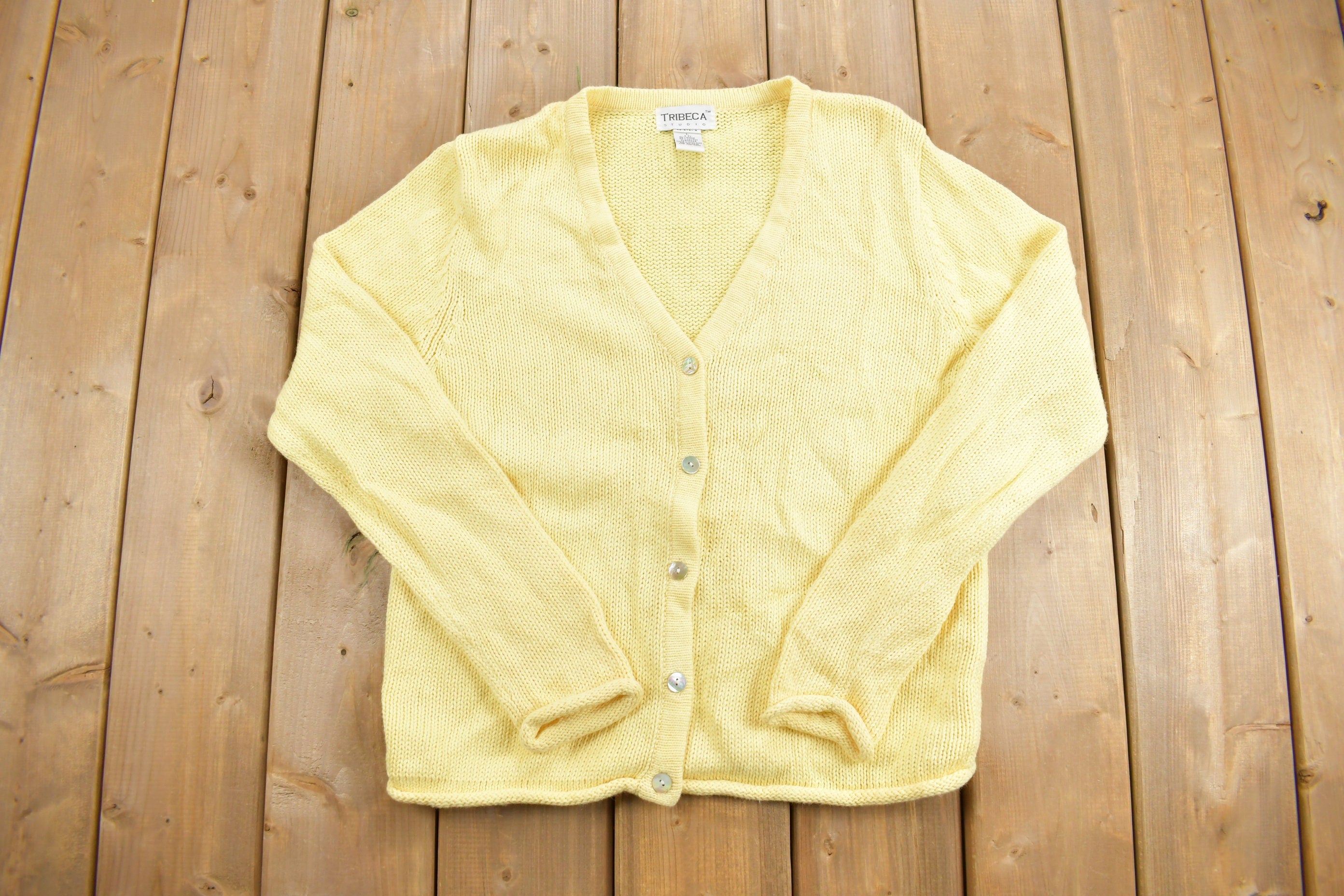 Vintage 1990s Tribeca Studio Knit Cardigan Sweater  Vintage Cardigan  Button Up  Blank Cardigan  Basics  Essentials