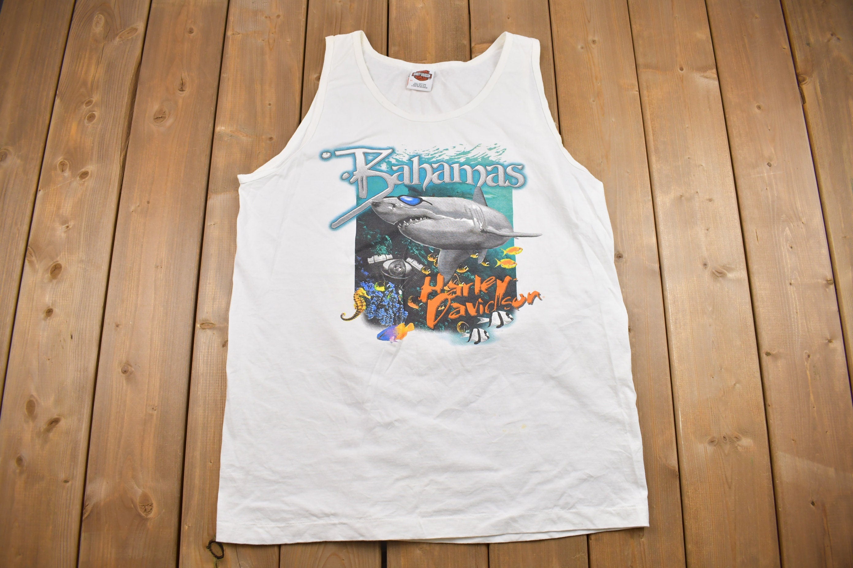 Vintage 1990s Harley Davidson Bahamas Shark Tank Top