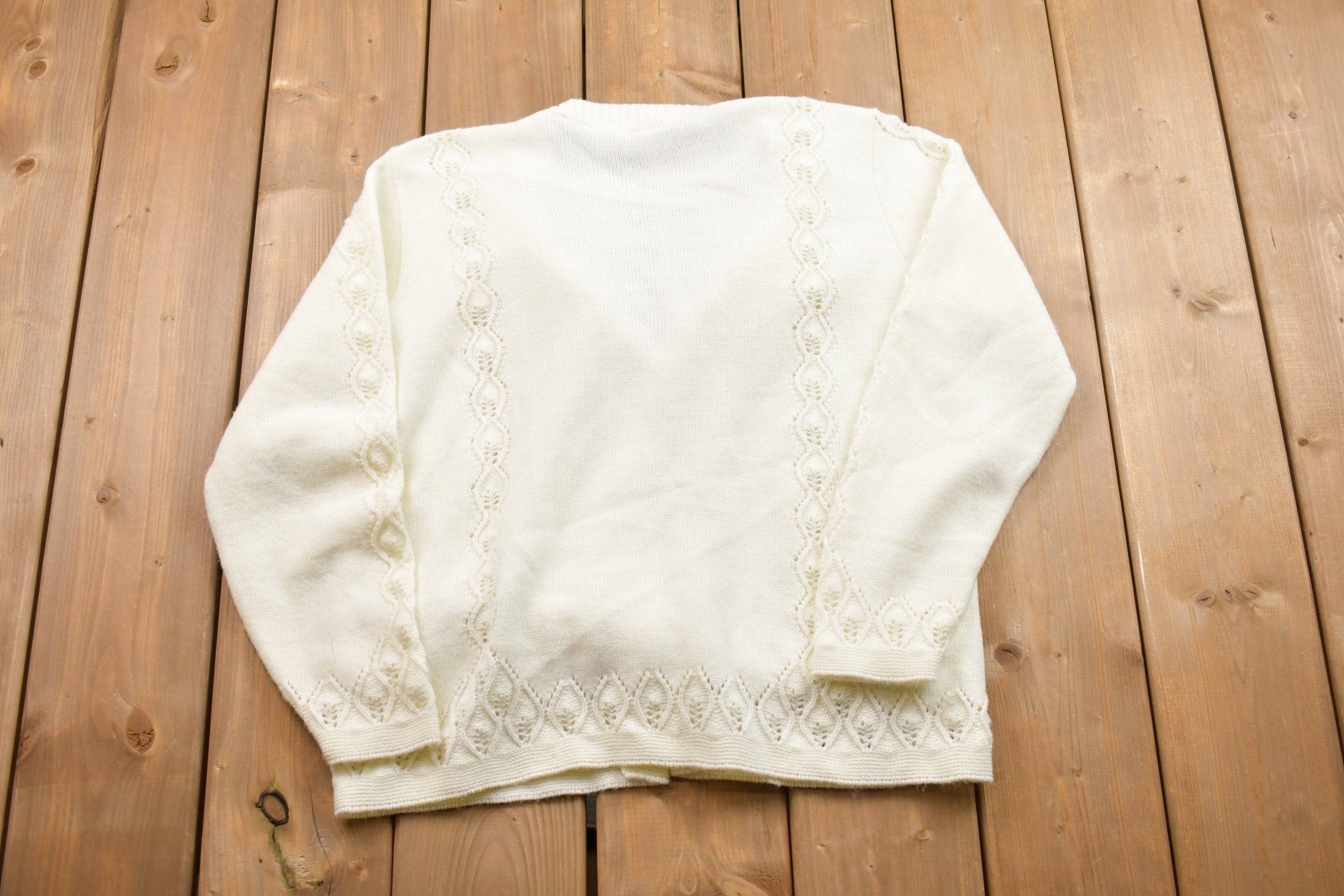 Vintage 1980s Button Up Cable Knit Cardigan Sweater