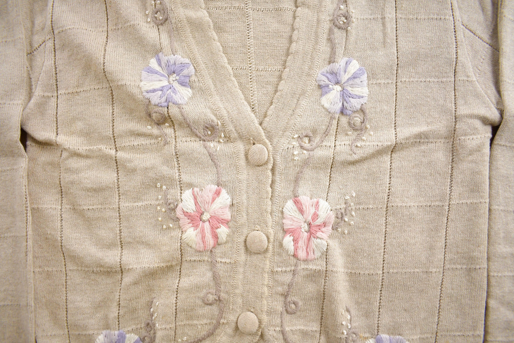 Vintage 1990s Floral Pattern Cardigan Sweater