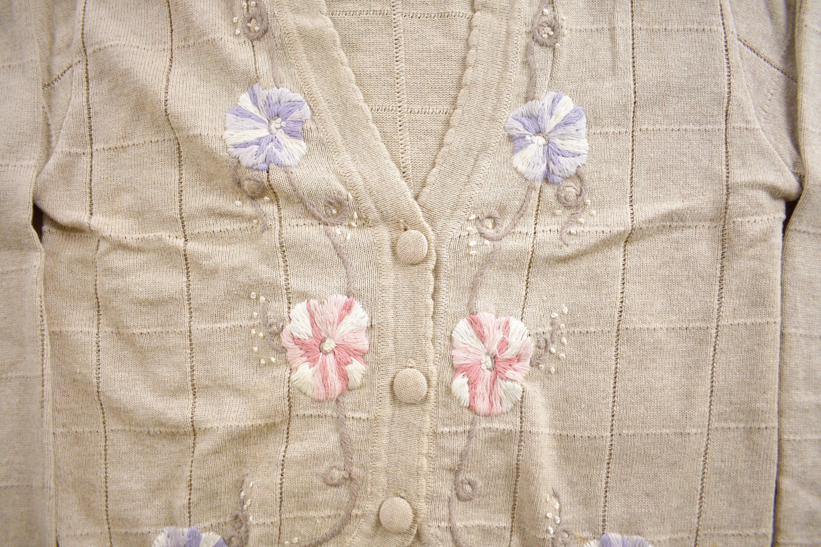 Vintage 1990s Floral Pattern Cardigan Sweater