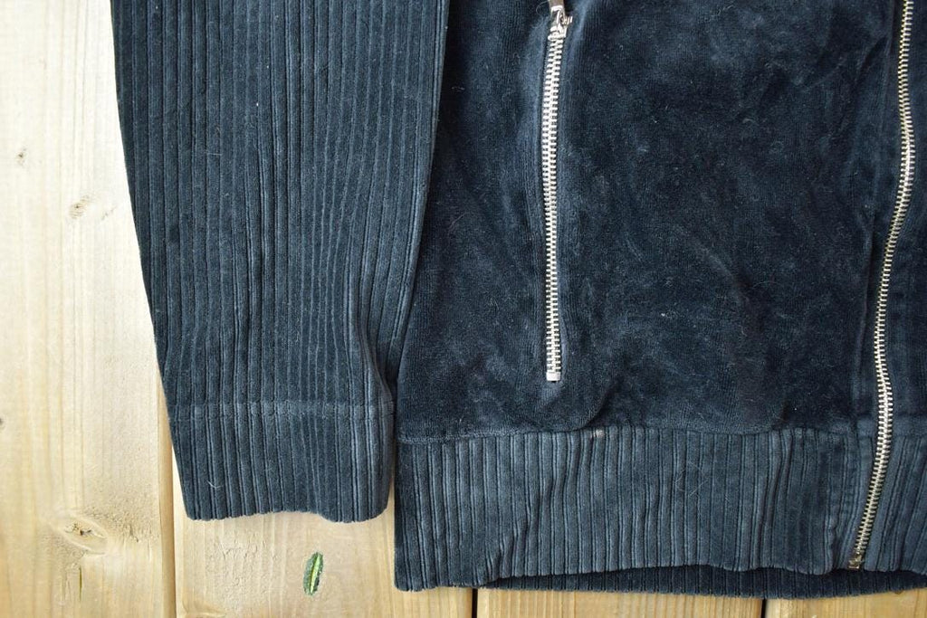 Vintage 1990s Jones New York Knit Velour Zip Up Turtleneck Sweater