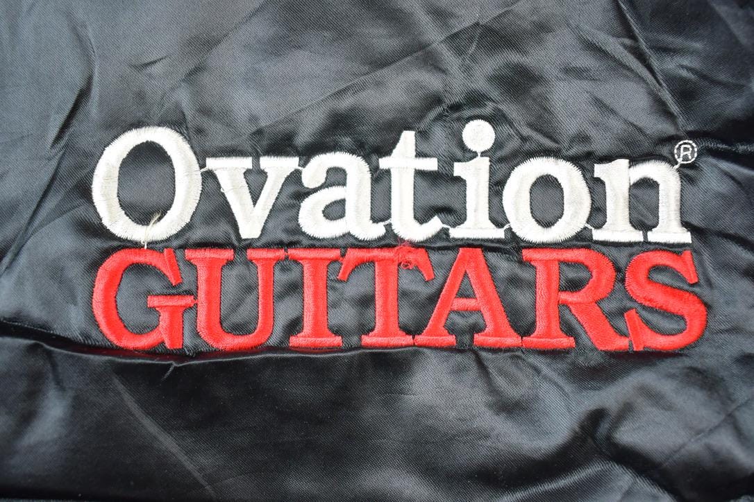 Vintage 1990s Ovation Guitars Embroidered Snap Button Satin Jacket Made In USA