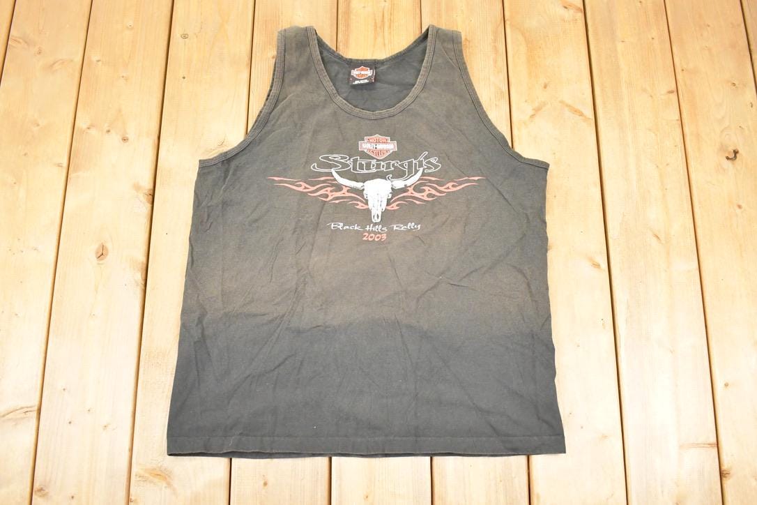 Vintage 2003 Harley Davidson Motorcycles Sturgis Black Hills Rally Biker Tank Top Men's L