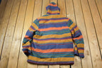 Vintage 1990s Striped Wool Hooded Aztec Style Button Up Jacket Made In