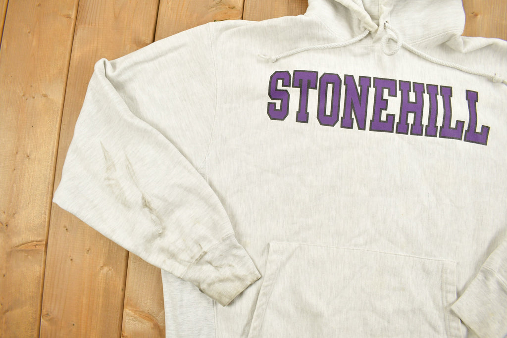 Vintage 1990s Stonehill University Collegiate Champion Reverse Weave Hoodie