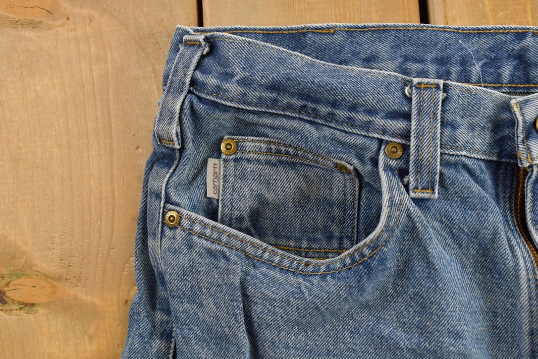 Vintage 1990s Carhartt Medium Wash Denim Jeans Size 34 x 30