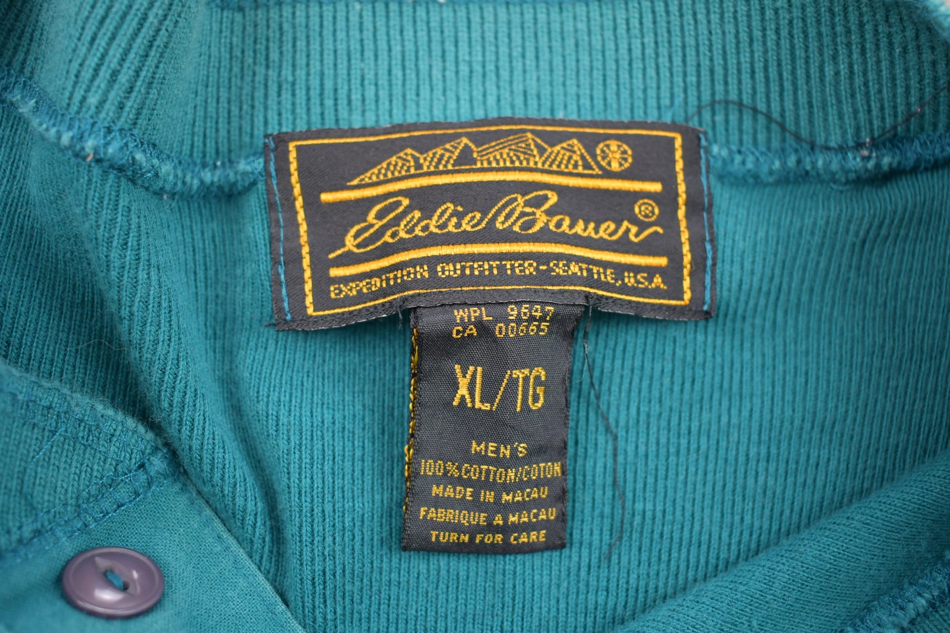 Vintage 1990s Eddie Bauer Henley Sweatshirt  90s Crewneck  Made In USA  Essential  Streetwear  90s  Casual Vintage Shirt