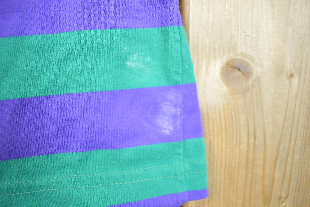 Vintage 1990s Blank Purple Green Striped Crewneck Sweater
