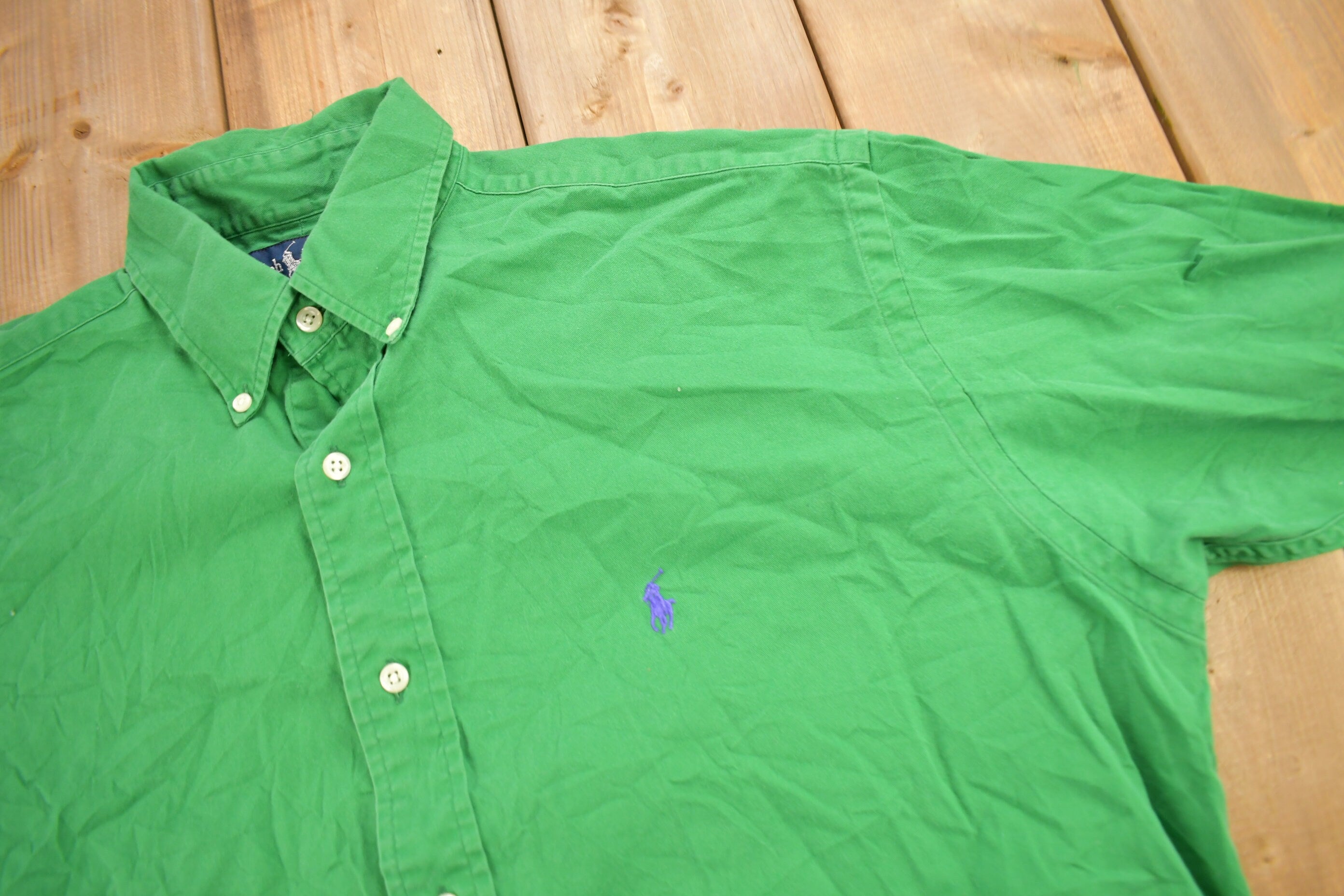 Vintage 1980s Ralph Lauren Green Button Up Shirt