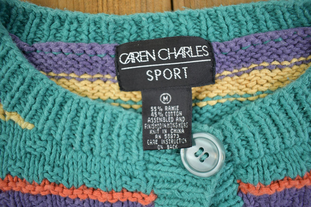 Vintage 1990s Striped Knit Cardigan Sweater