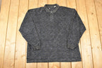 Vintage 1990s Abstract Knit Quarter Button Sweater Men's XL