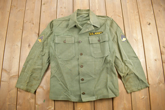 Vintage 1950s OG-107 US Air Force Military Sateen Shirt / Combat Shirt / Vietnam Era / True Vintage / 50s 60s Military