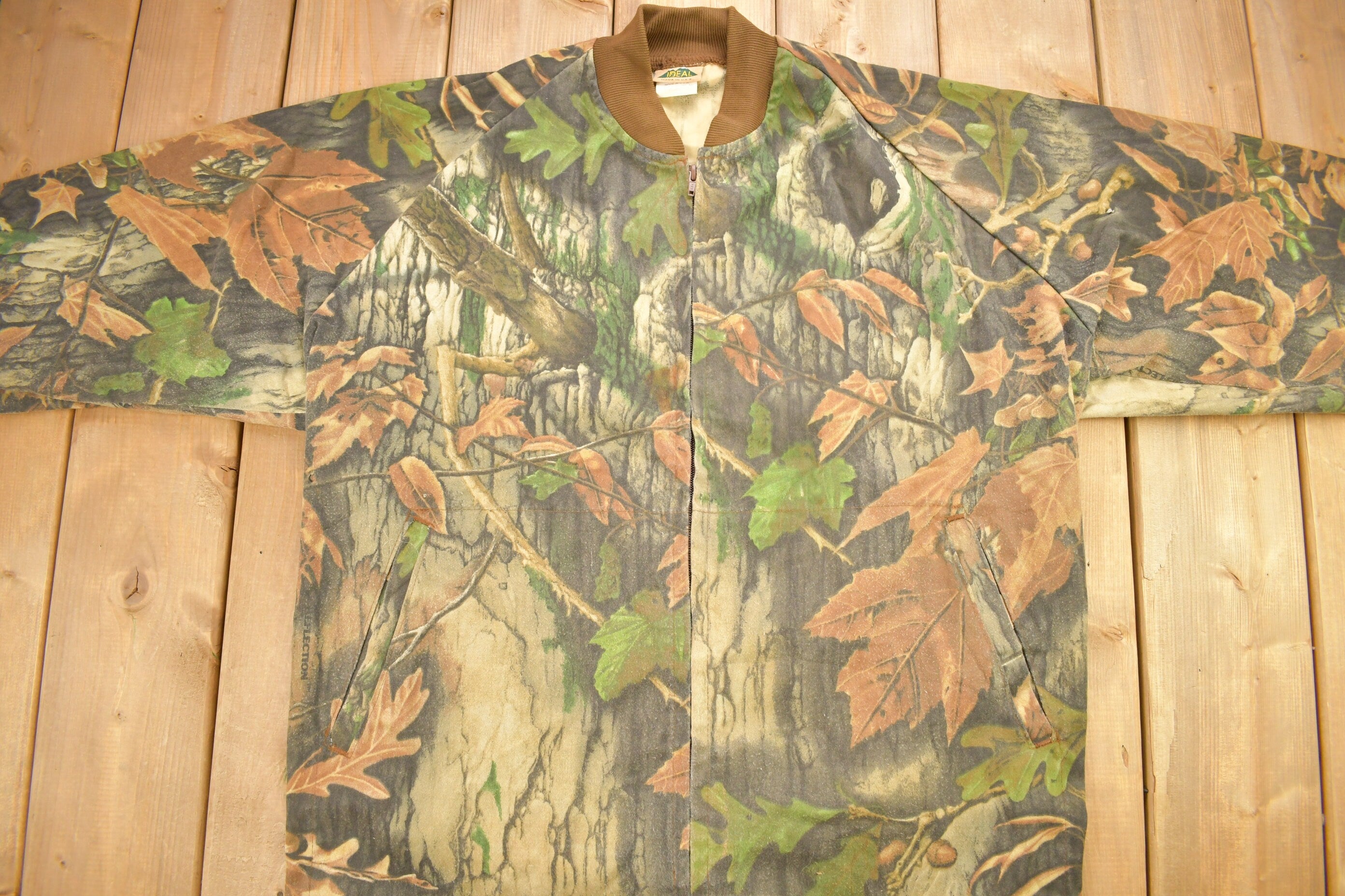 Vintage 1990s IDEAL Tree Camo Windbreaker Bomber Jacket