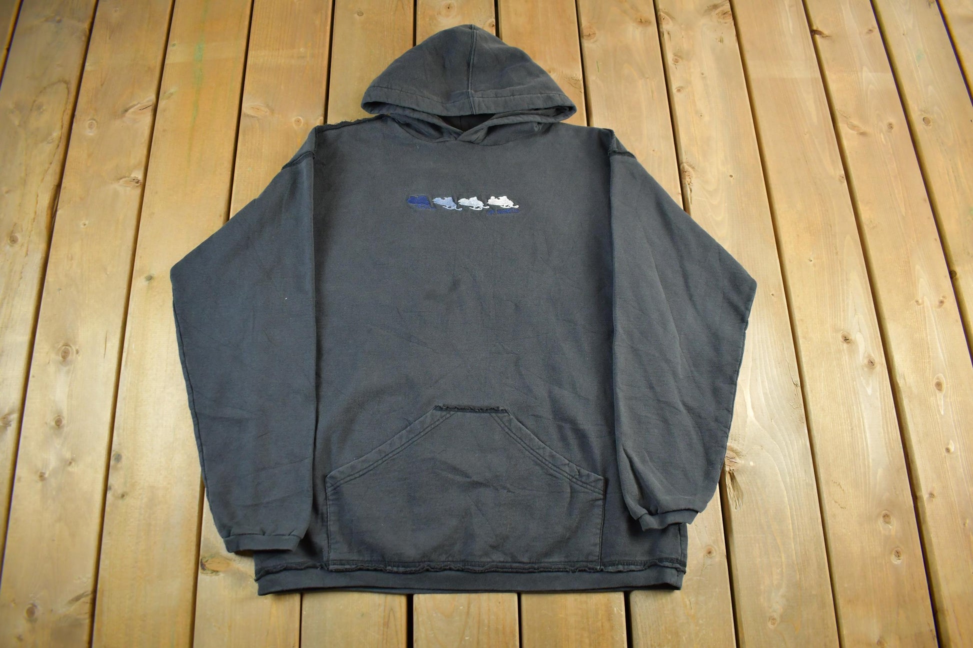 Vintage 1990s Art Unlimited Snowmobile Hoodie Men's Large