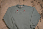 Vintage 1990s Floral Embroidered Quarter Button Sweatshirt