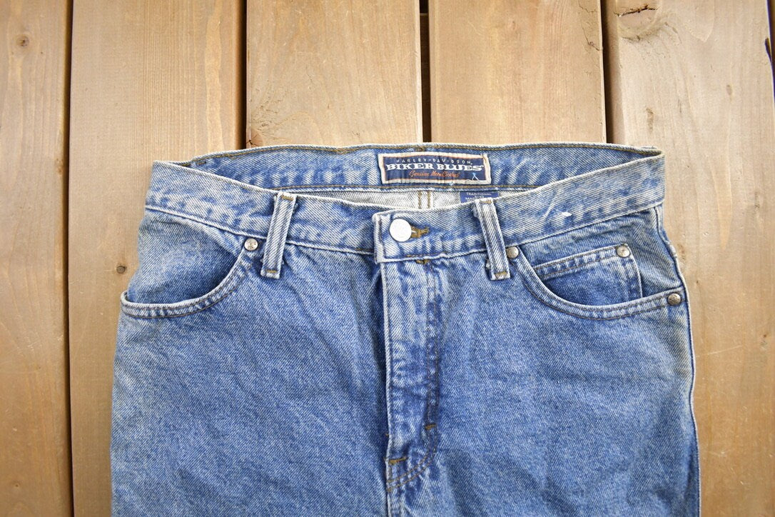 Vintage 1990s Harley Davidson Biker Blues Denim Jeans Size 31x32