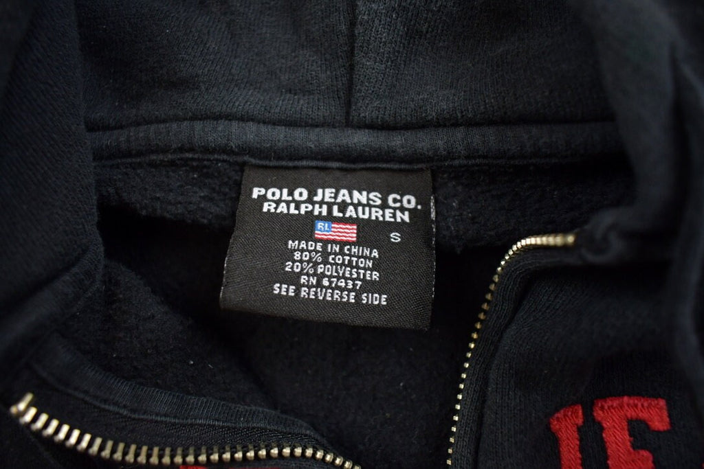 Vintage 1990s Polo Jeans Embroidered Zip Up Hoodie Made In USA