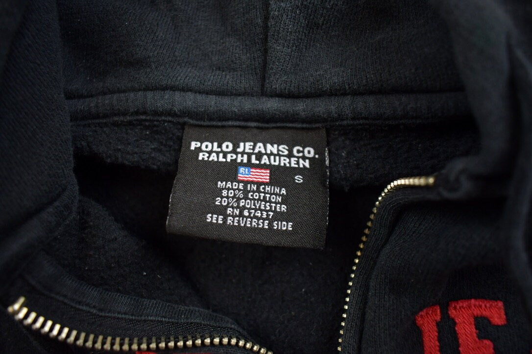 Vintage 1990s Polo Jeans Embroidered Zip Up Hoodie Made In USA