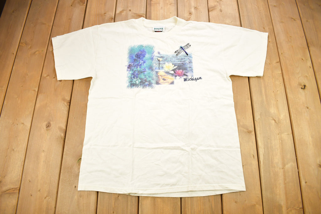 Vintage 1990s Embroidered Butterfly Theme Michigan Souvenir T Shirt  Streetwear  Michigan Tee  Vacation Tee  Travel T Shirt