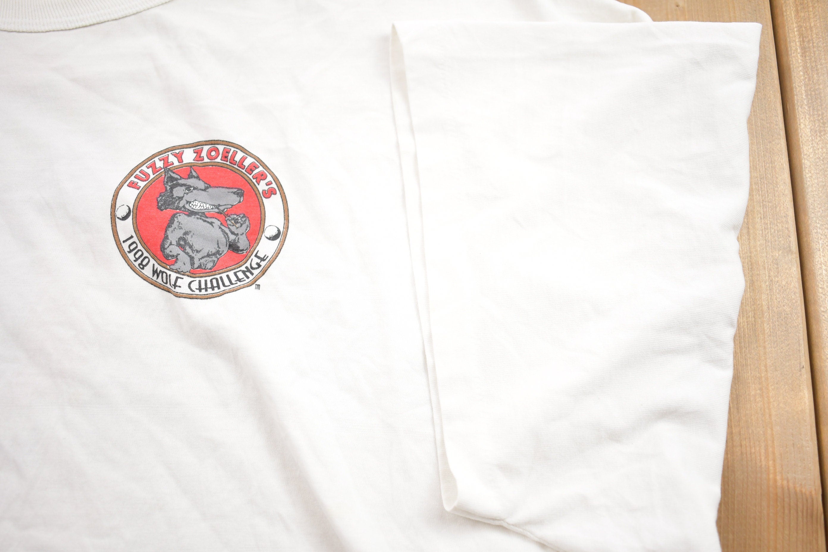Vintage 1998 Russell Athletic Fuzzy Zoeller Wolf Challenge Wolf Theme Graphic T-Shirt