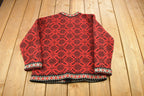 Vintage 1990s LL Bean Women's All Over Pattern Cardigan Sweater