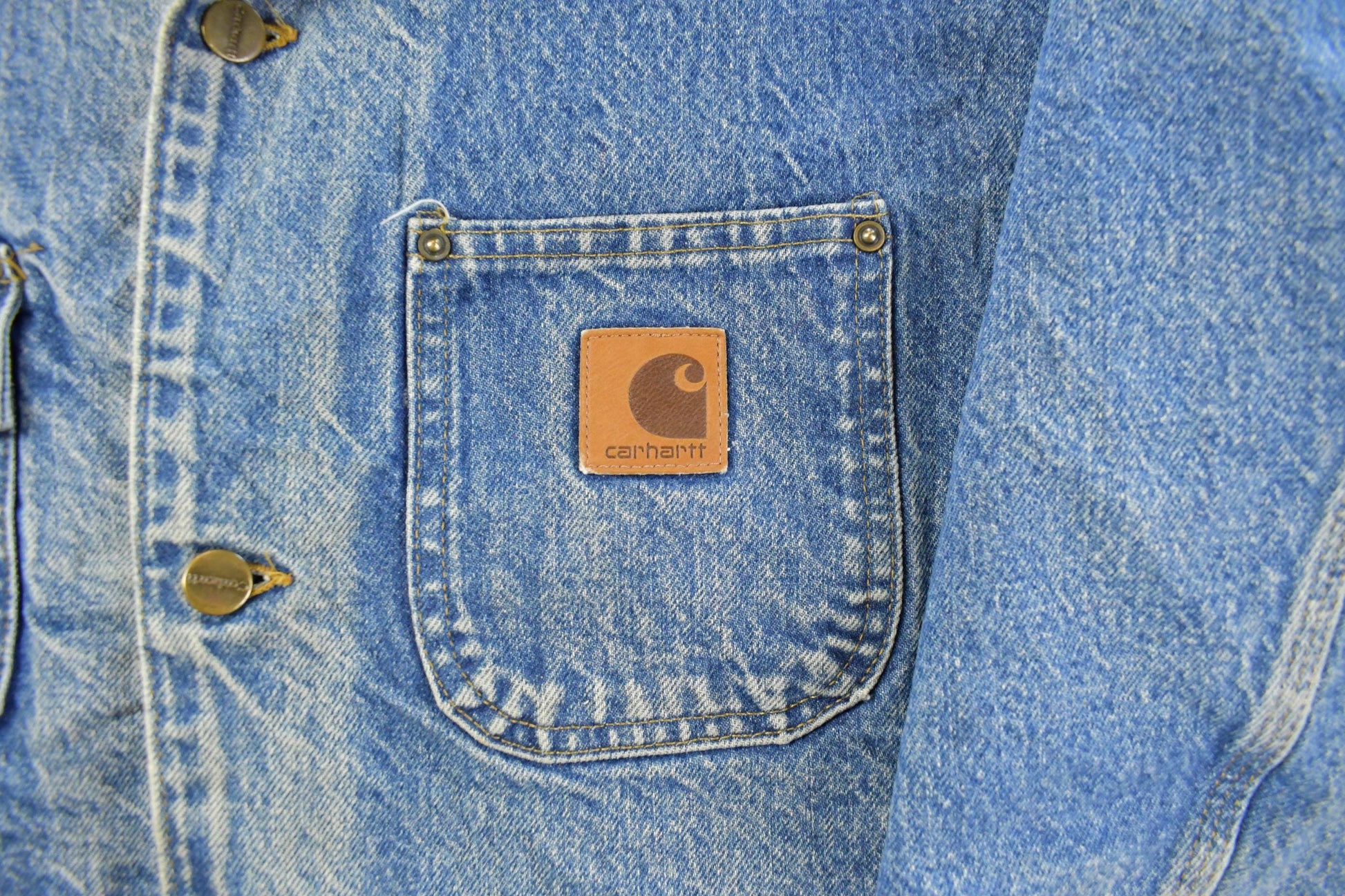 Vintage Carhartt Denim Chore Jacket Blanket Lined Jacket Men's 2XL