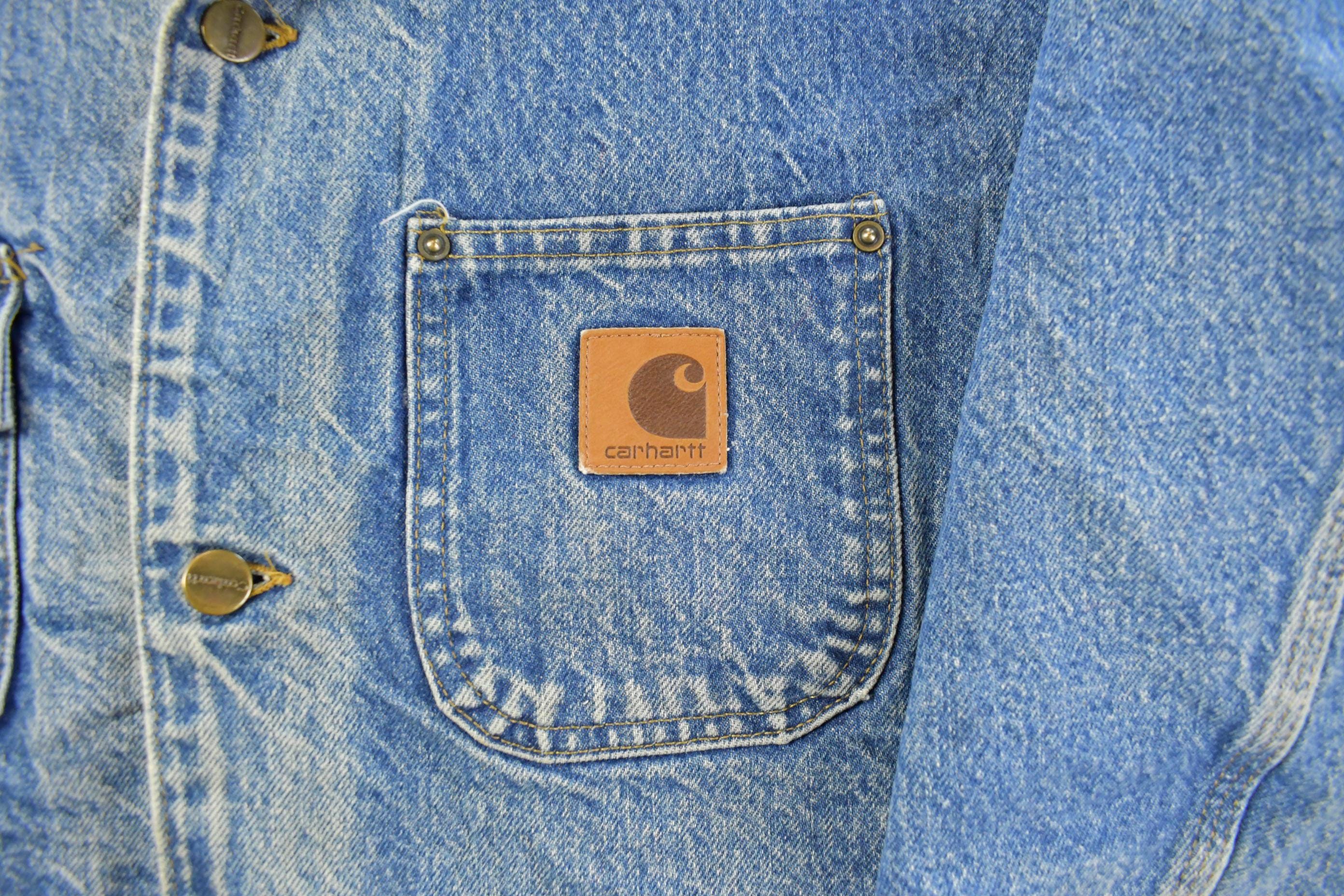Vintage Carhartt Denim Chore Jacket Blanket Lined Jacket Men's 2XL