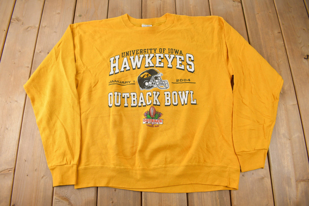 Vintage 2004 University Of Iowa Hawkeyes Outback Bowl Collegiate Crewneck Made In USA