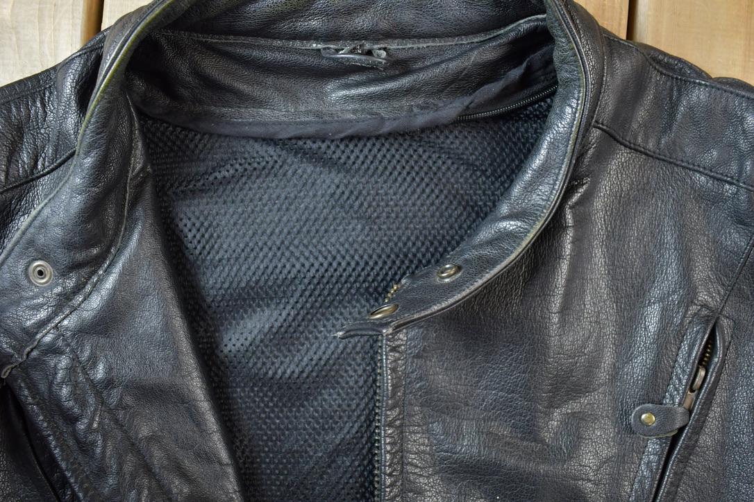 Vintage 1990s Leather Motorcycle Padded Biker Jacket