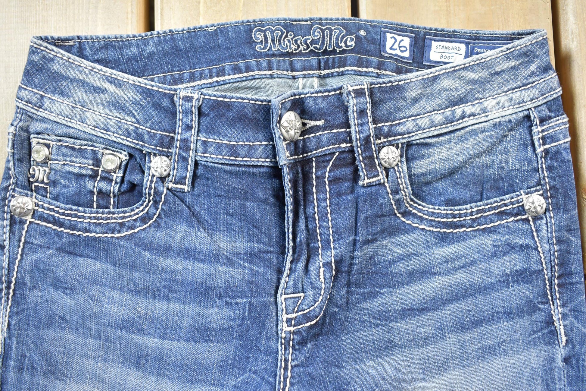 Vintage Y2K Miss Me Bedazzled Low Rise Jeans Size 26x36