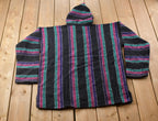 Vintage 1990s San Patricio Striped Knit Poncho Blanket Hoodie