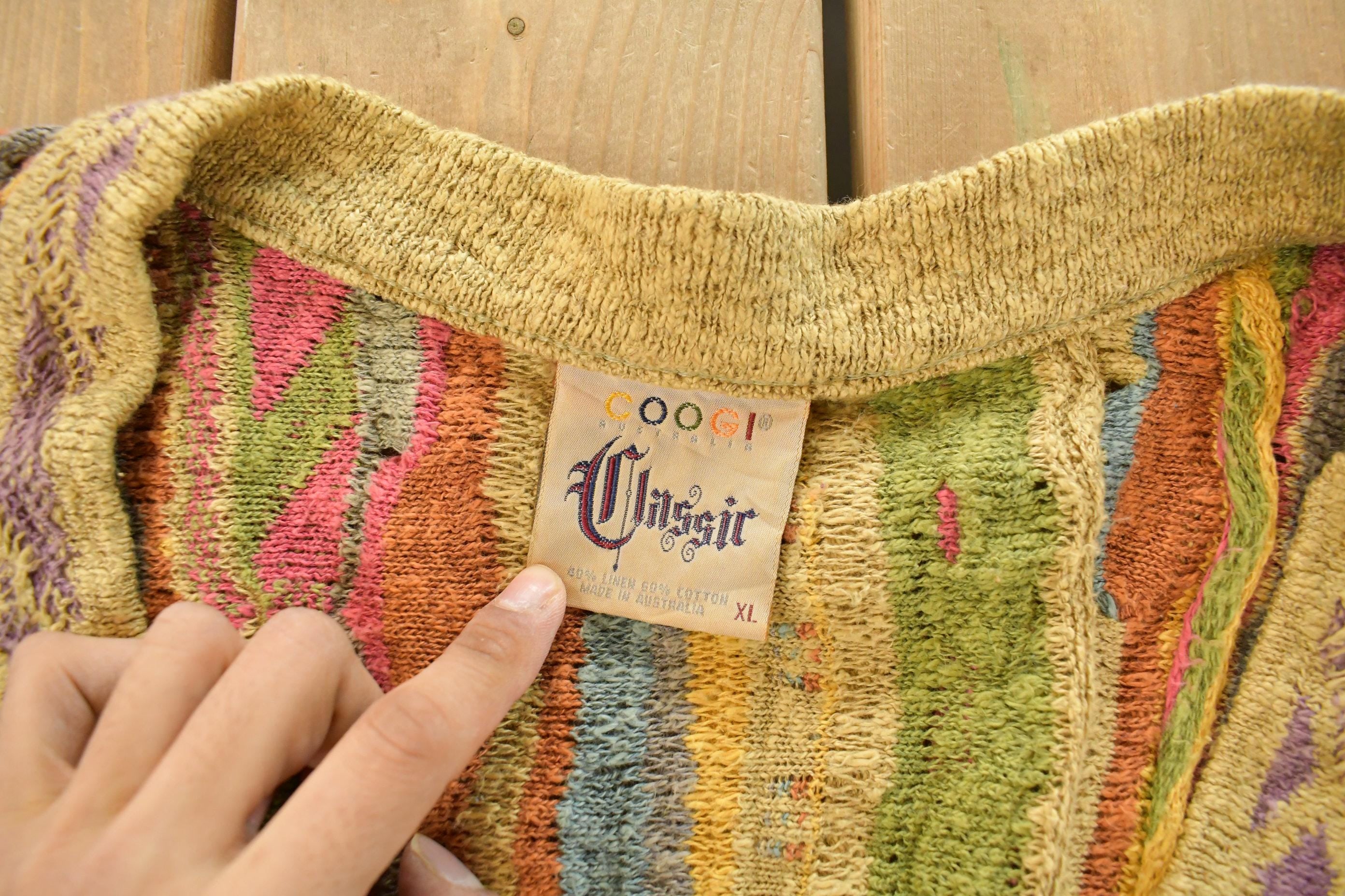 Vintage Coogi Australia 3D Cable Knit Cardigan Sweater Men's XL