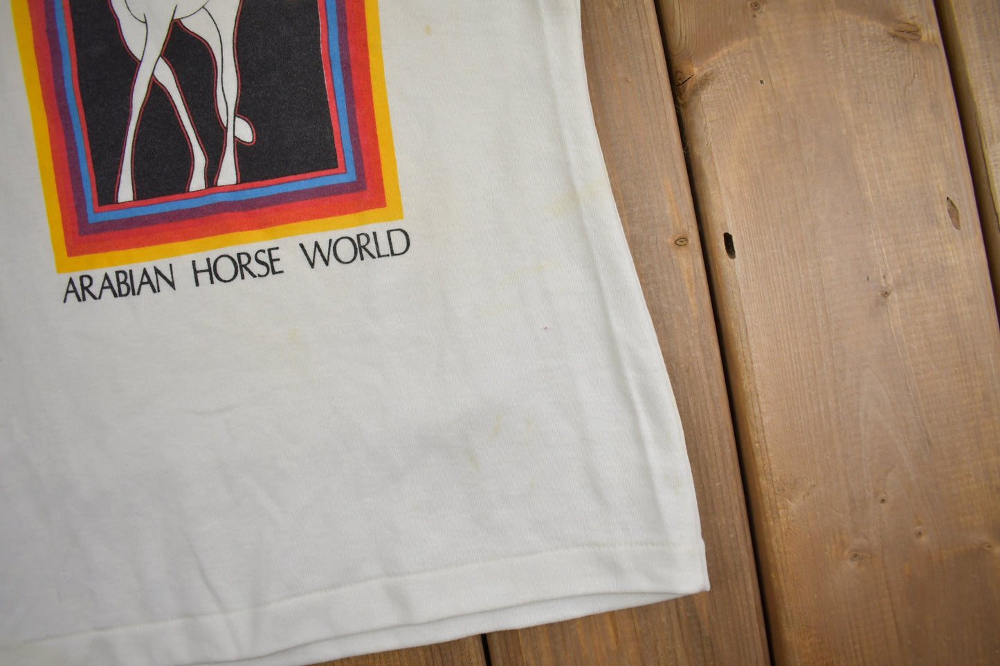 Vintage 1970s Arabian Horse World Graphic Ringer T Shirt / Vintage T Shirt / Streetwear / Single Stitch / Made In USA