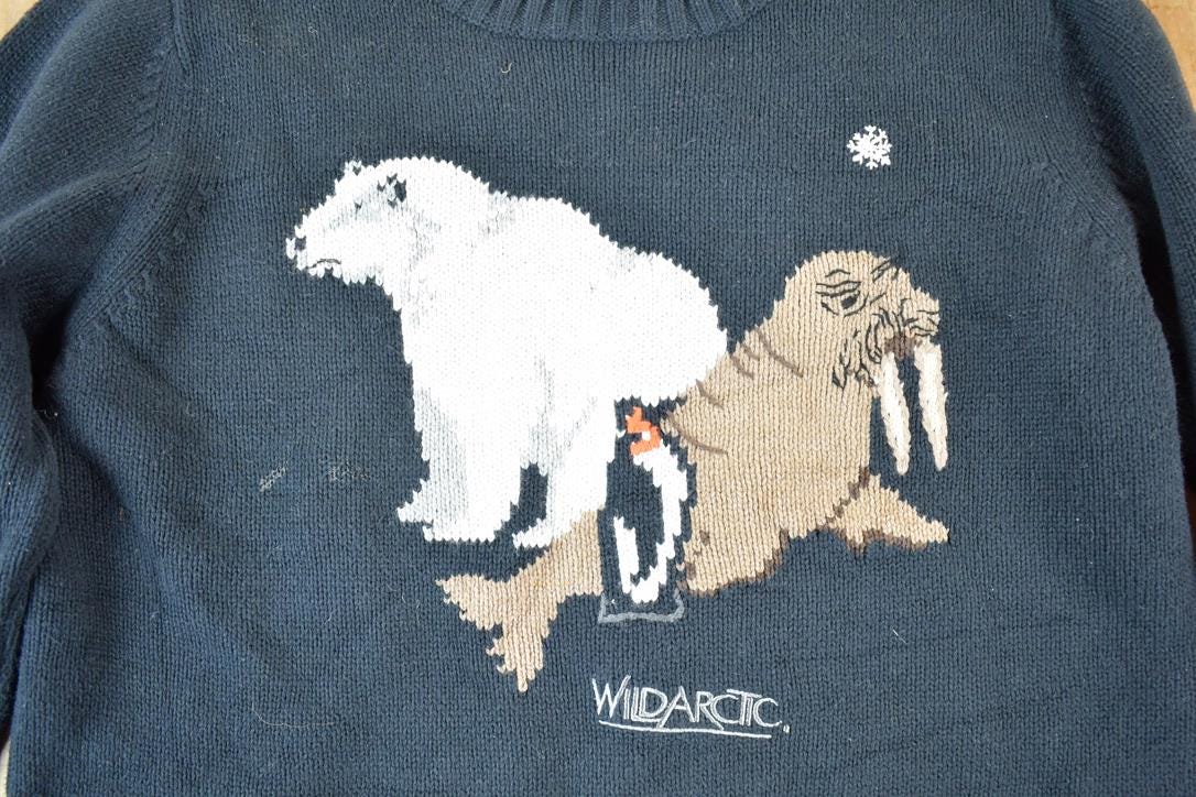 Vintage 1990s Woolrich Wild Arctic Knit Abstract Pattern Crewneck Sweater Mens M
