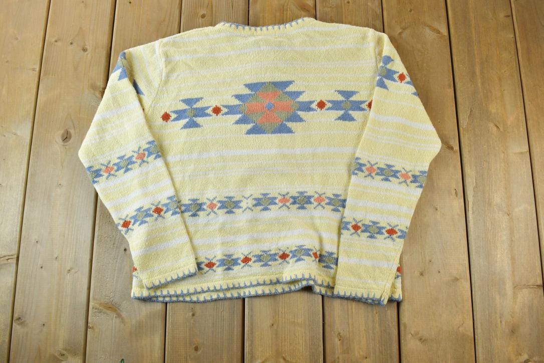 Vintage 1990s Christopher Banks Knit Abstract Pattern Crewneck Sweater