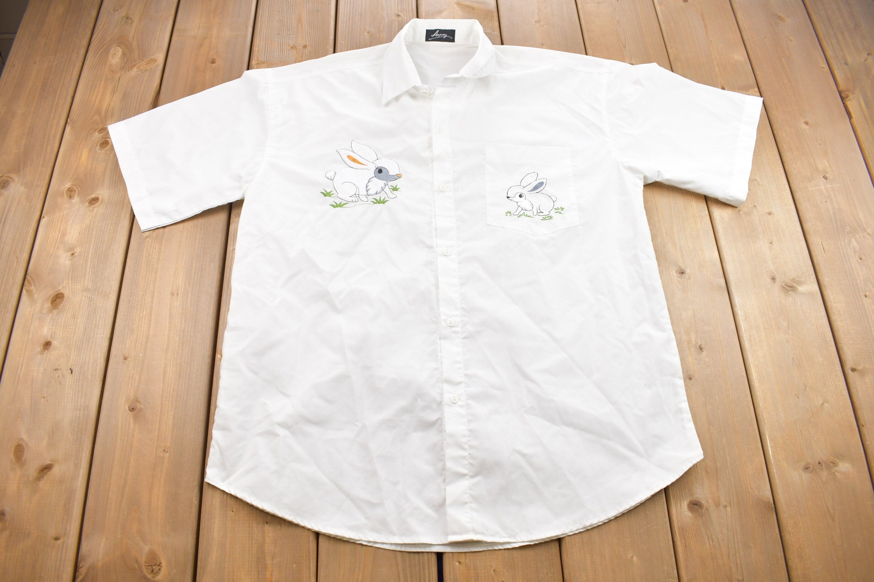 Vintage 1990s Cute Rabbits Button Up T Shirt