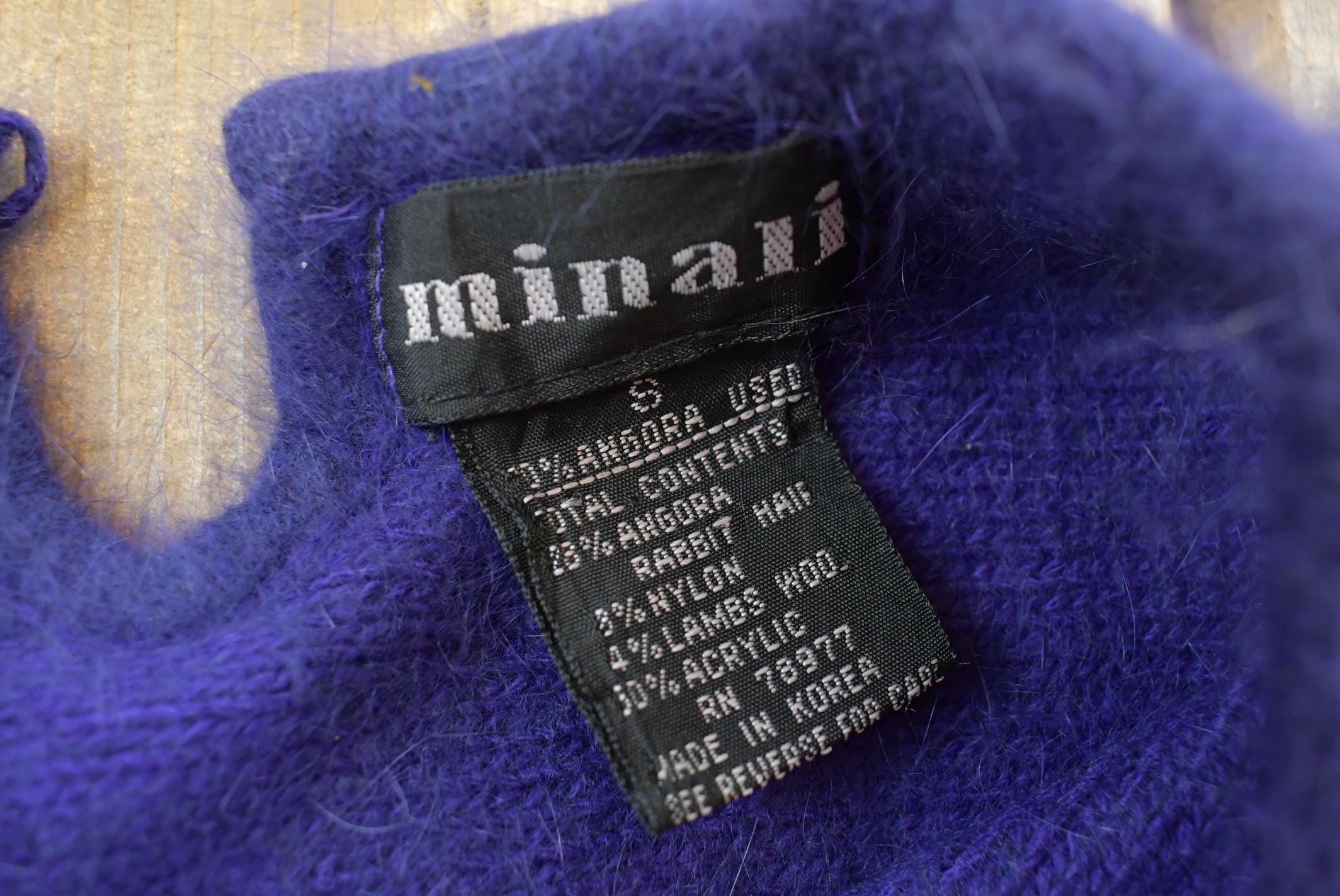 Vintage 1980s Minali Angora Blend Knit Sweater Women's Small