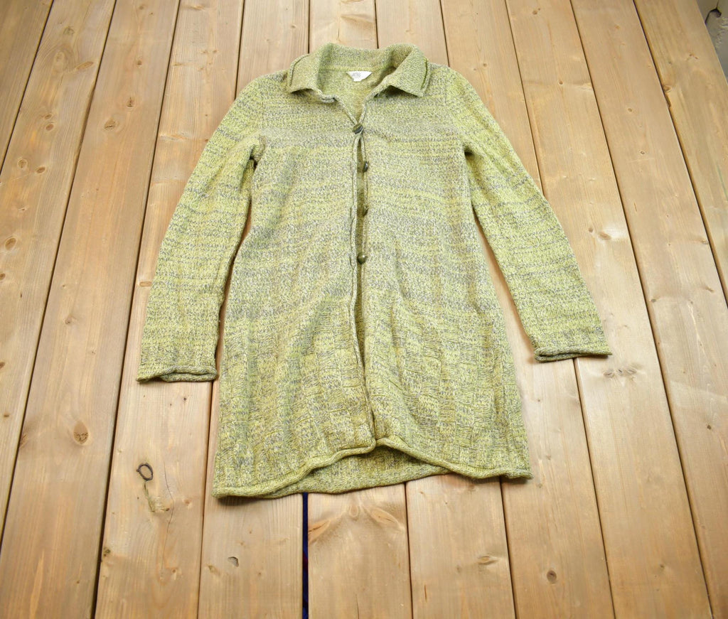 Vintage 1980s Arte Green Knit Long Cardigan Sweater