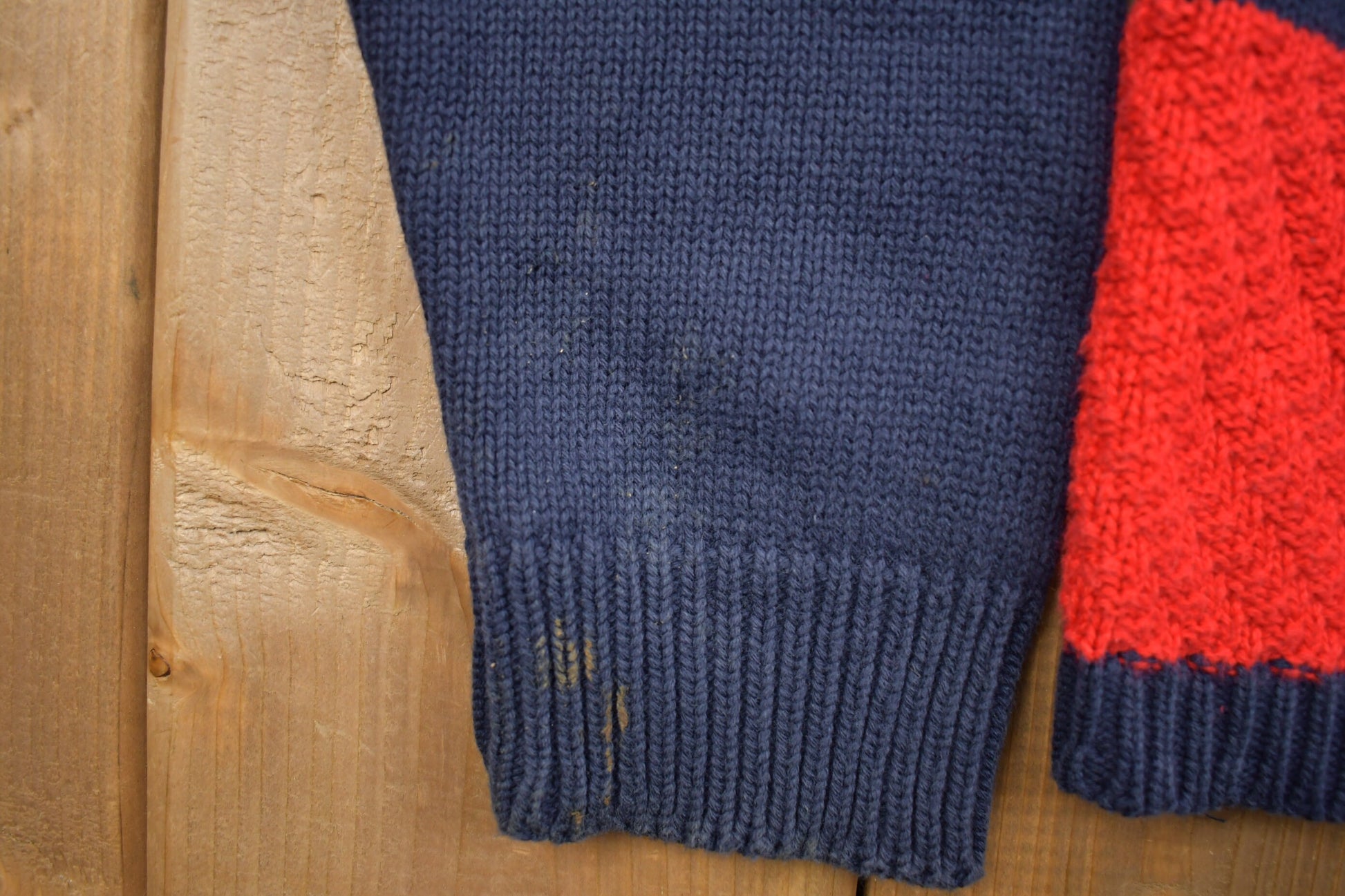 Vintage 1990s Abstract Color Block Knitted Sweater / Vintage 90s Crewneck / Pattern Sweater / Outdoor / Hand Knit / Pullover Sweatshirt