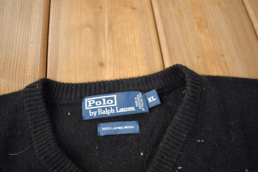 Vintage 1990s Polo Ralph Lauren Lambs Wool Knit V-Neck Sweater