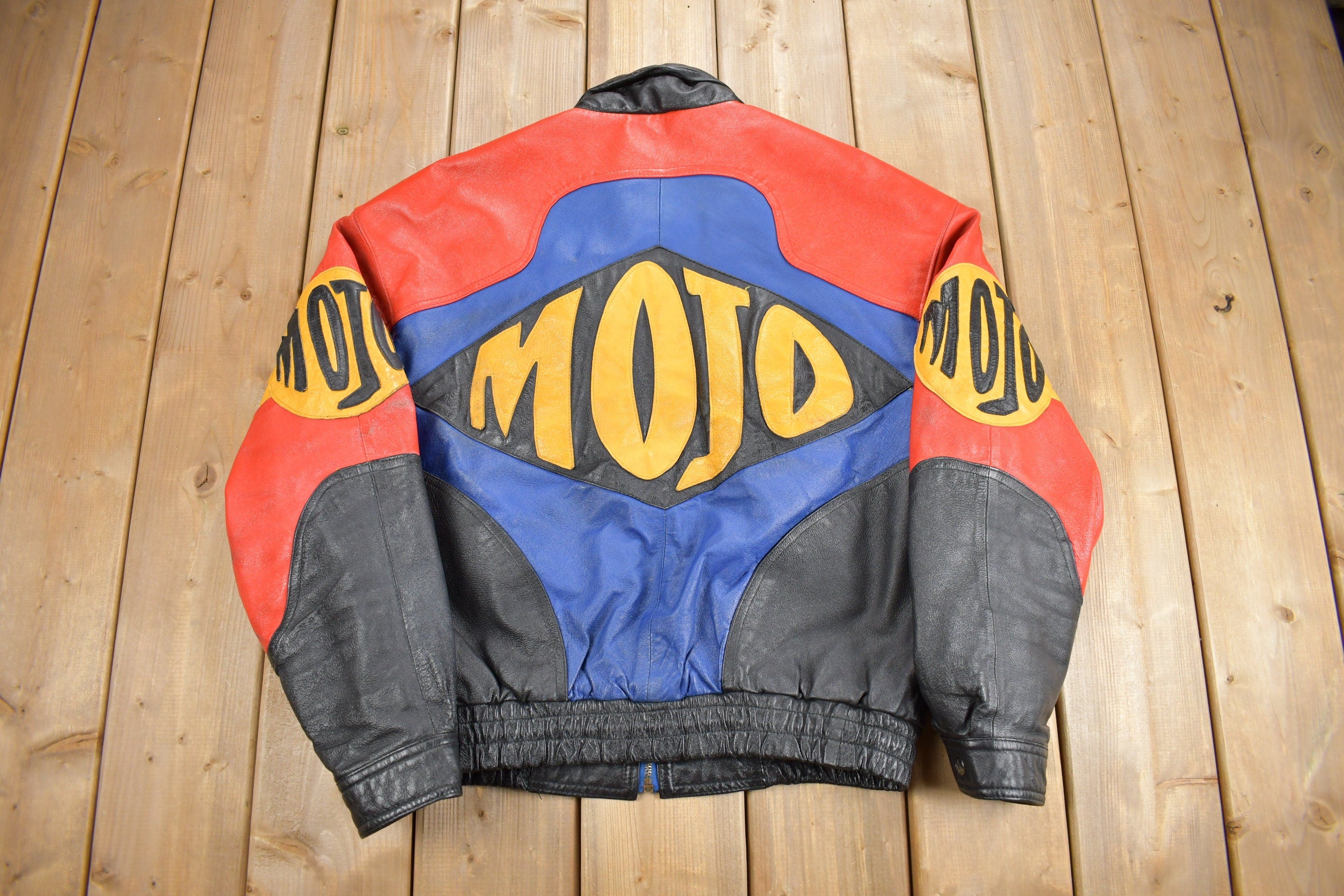 Vintage 1990s Micheal Hoban MOJO Patchwork Leather Jacket