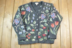 Vintage 1990s Talbots Petites 100% Wool Knit Quarter Button Cardigan Sweater